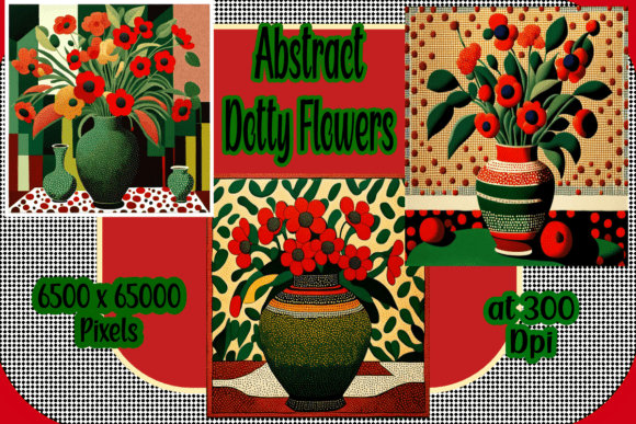 Abstract Dotty Flowers: Elevating Digital Art with Pointillism-Inspired Design