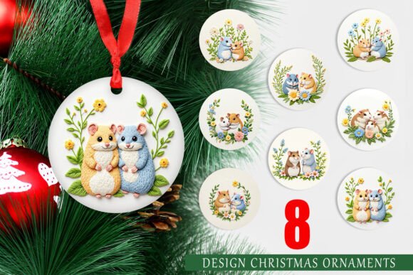 Adorable Hamster Embroidery for Festive Ornaments