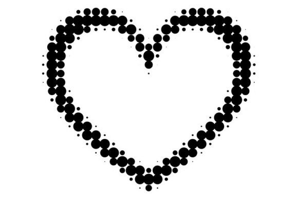 Black Halftone Doted Heart Frame