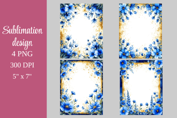 Blue Floral Frame PNG – Elegant Clipart for Modern Digital Design