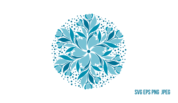 Blue Flower Circle: Art Nouveau Design