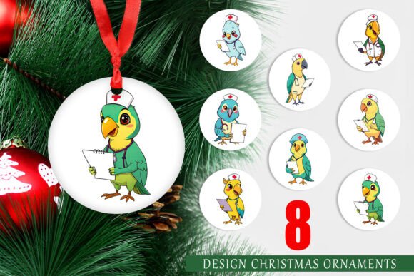 Charming Nurse Parrot Christmas Ornaments