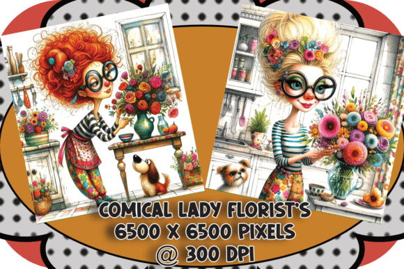 Comical Flower-Arranging Ladies: Adding Whimsy and Charm to Your Creative Projects