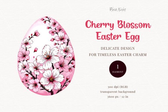 Easter Egg with Cherry Branch Art