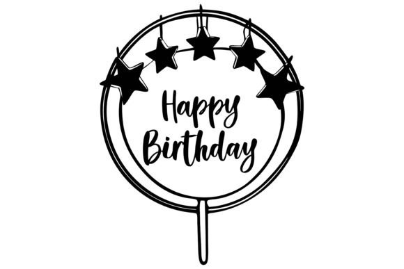 Elegant Happy Birthday Cake Topper Design