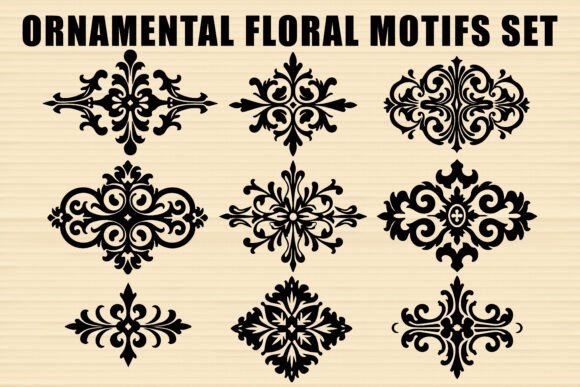 Elevate Your Brand with a Black Floral Motif Vector Set