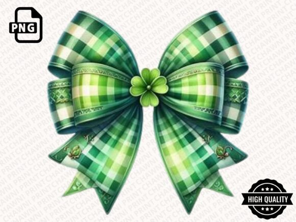 Elevate Your St. Patrick’s Day Crafts with Glitter Shamrock Bow Clipart PNG