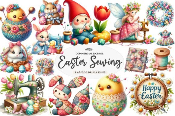 Evaluating Spring Easter Sewing Clipart for Digital and Print Projects