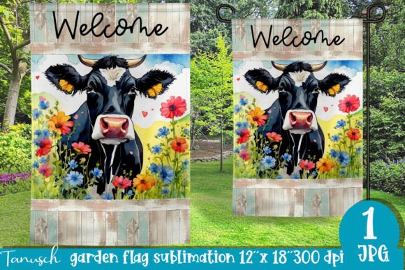 Evaluating the Watercolor Cow Garden Flag PNG for Seasonal Decor