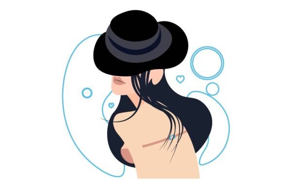 Fashionable Woman Wearing Hat: The Art of Minimalist Elegance in Digital Design