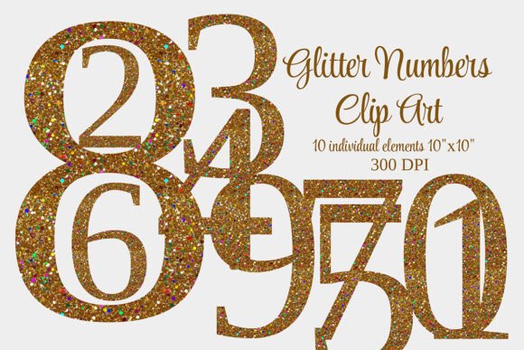 Gold Glitter Numbers Clipart Guide