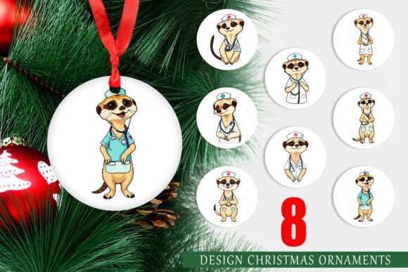 Nurse Meerkat Christmas Ornaments