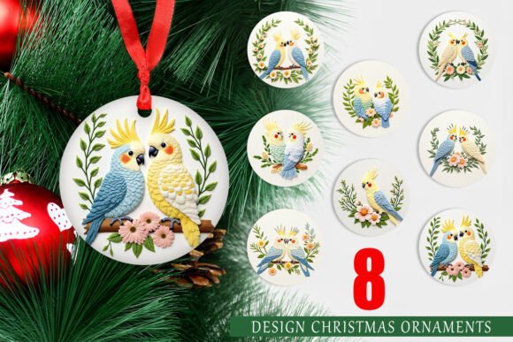 Ornament Cockatiel Embroidery for Festive Decor