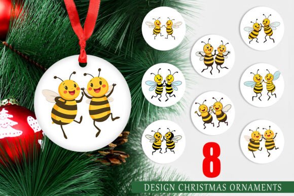 Ornament Dancing Bees: A Festive Design Asset
