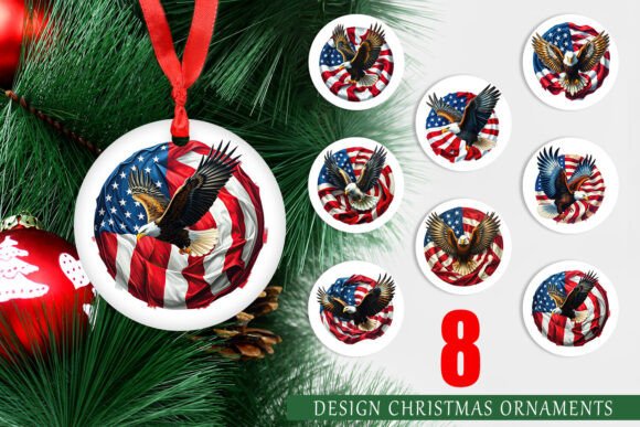 Strategic Design Assets: Leveraging the Ornament Eagle 4th of July and Christmas PNG Collection for Year-Round Creative Impact
