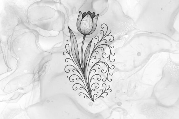 Tulip Tattoo Design: Elevating Art with Elegant Black and White Linework