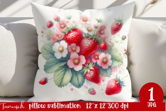 Watercolor Strawberry Pillow Sublimation: A Sweet Touch for Seasonal Decor